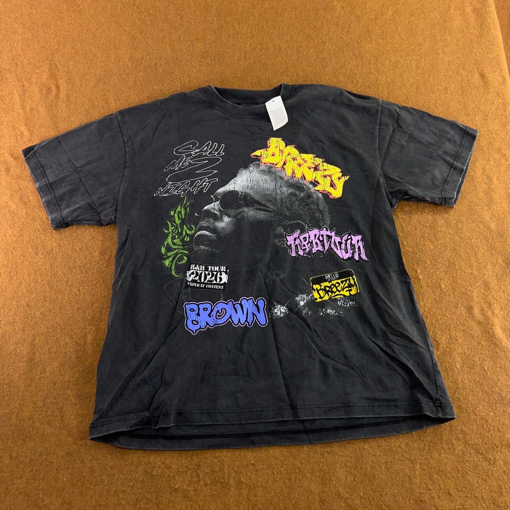Chris Brown Mens XL Black 2026 R&B Tour Graphic Concert T-Shirt